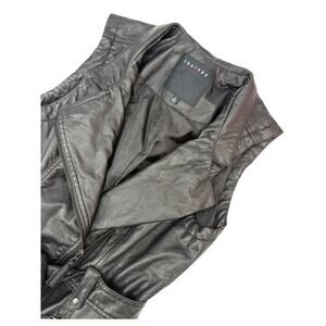 Therapy Black Moto Vegan Leather Belted Pockets Asymmetric Zip  Vest Edgy Goth M